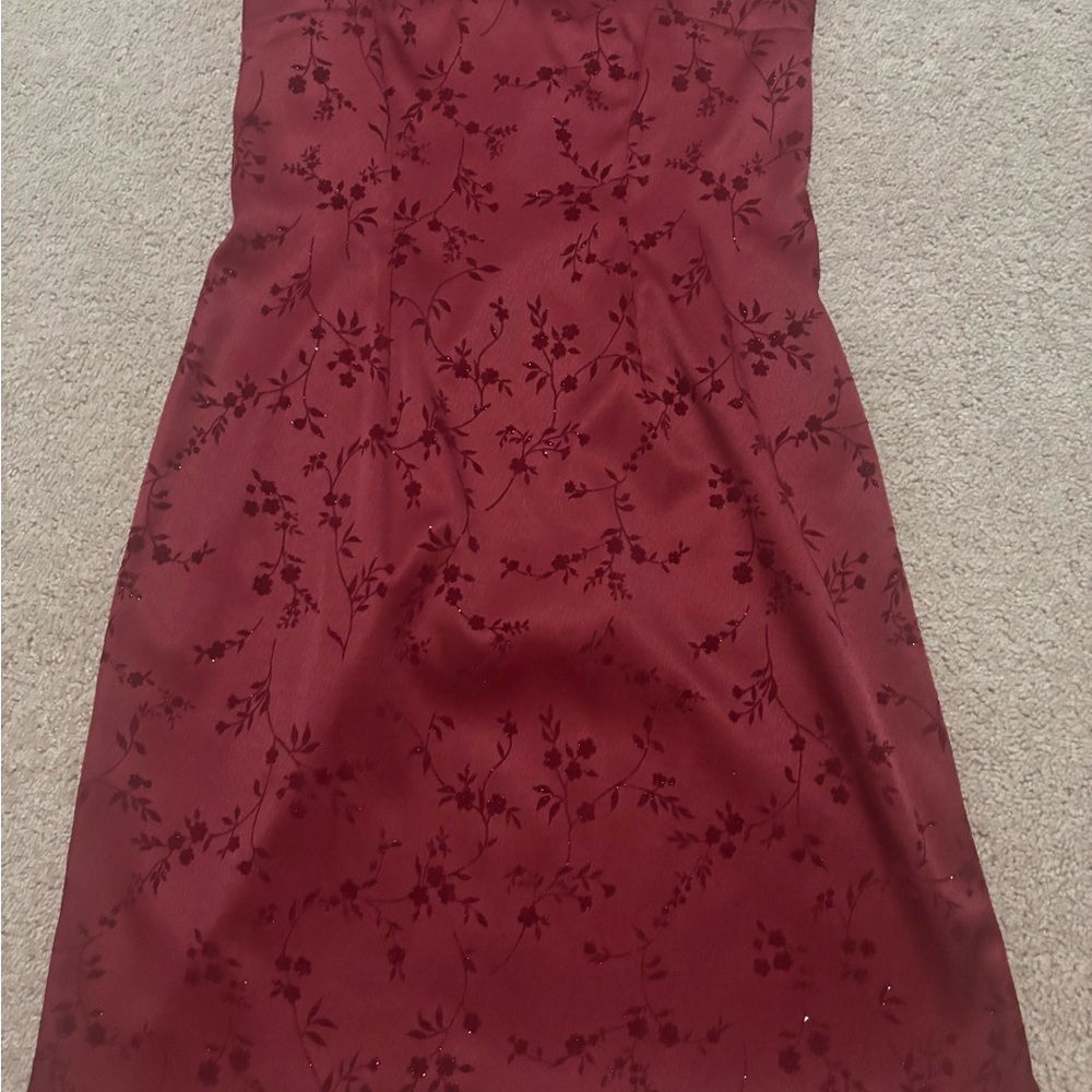 My Michelle Strapless Burgundy Floral Dress